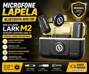 Microfone Lapela Bluetooth sem Fio Hollyland Lark M2 Original
